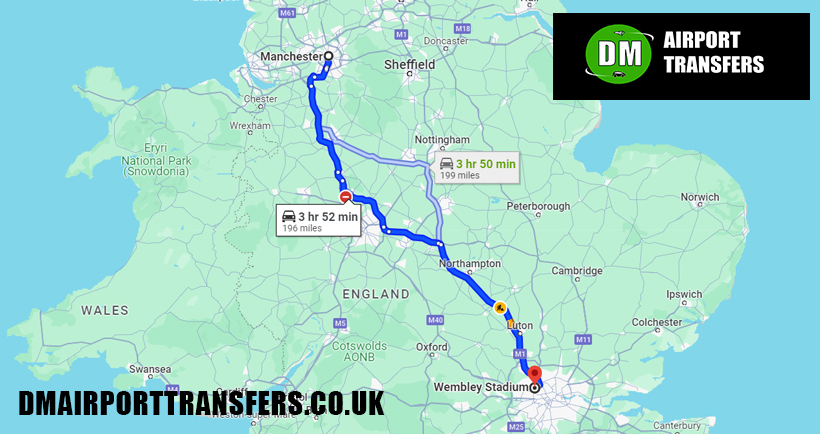 Manchester to Wembley Stadium: Taxi & 8 Seater Minibus Transfers